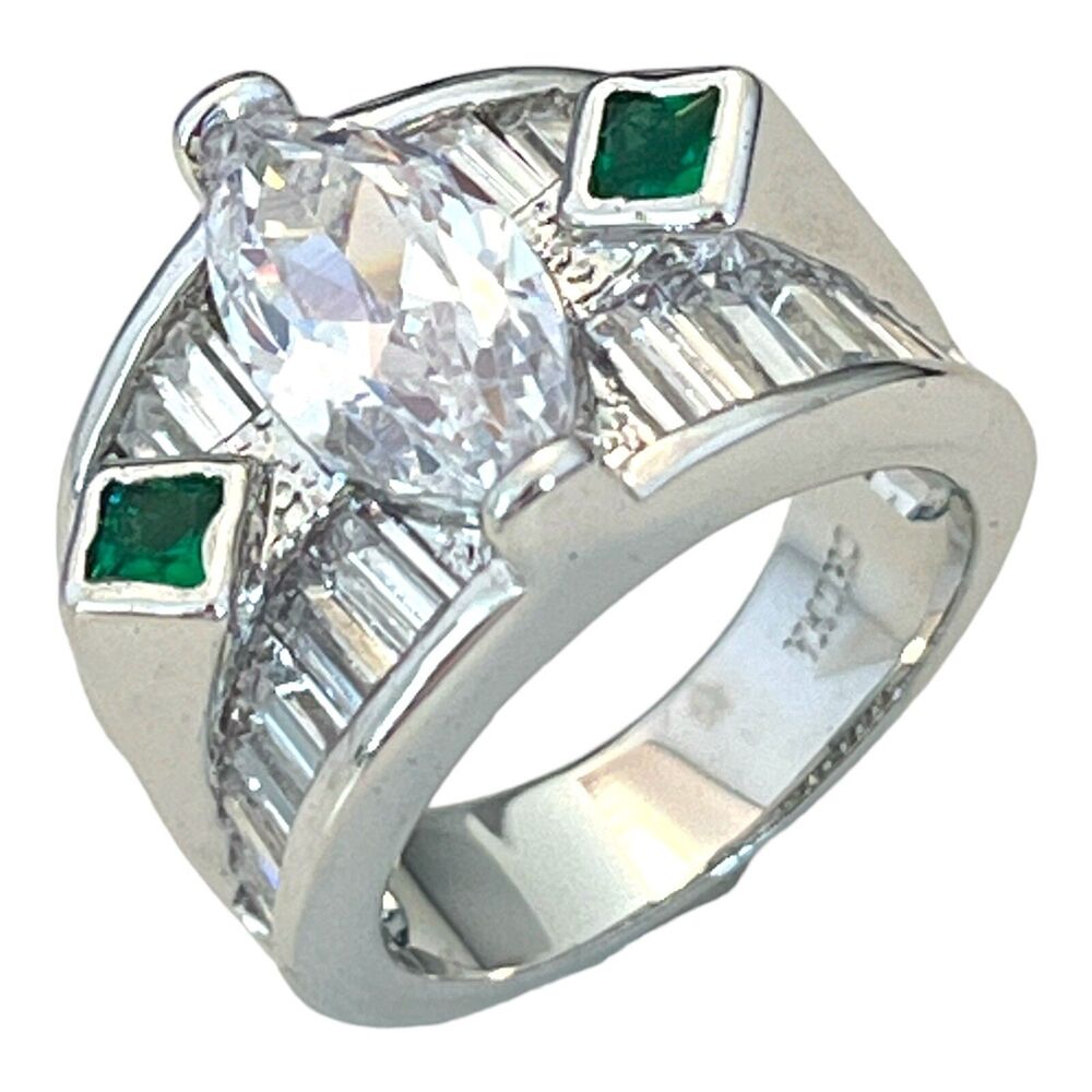Cocktail Ring Size 6 Real Collectibles by Adrienne Diamonite CZ Deco Style - 5T